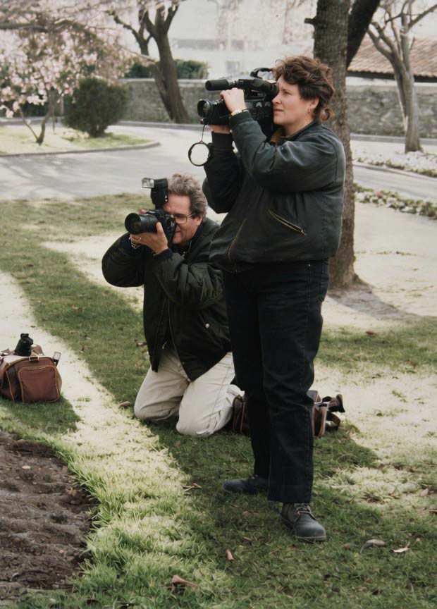 1989 en reportage avec mon Papa (photo colorisée)